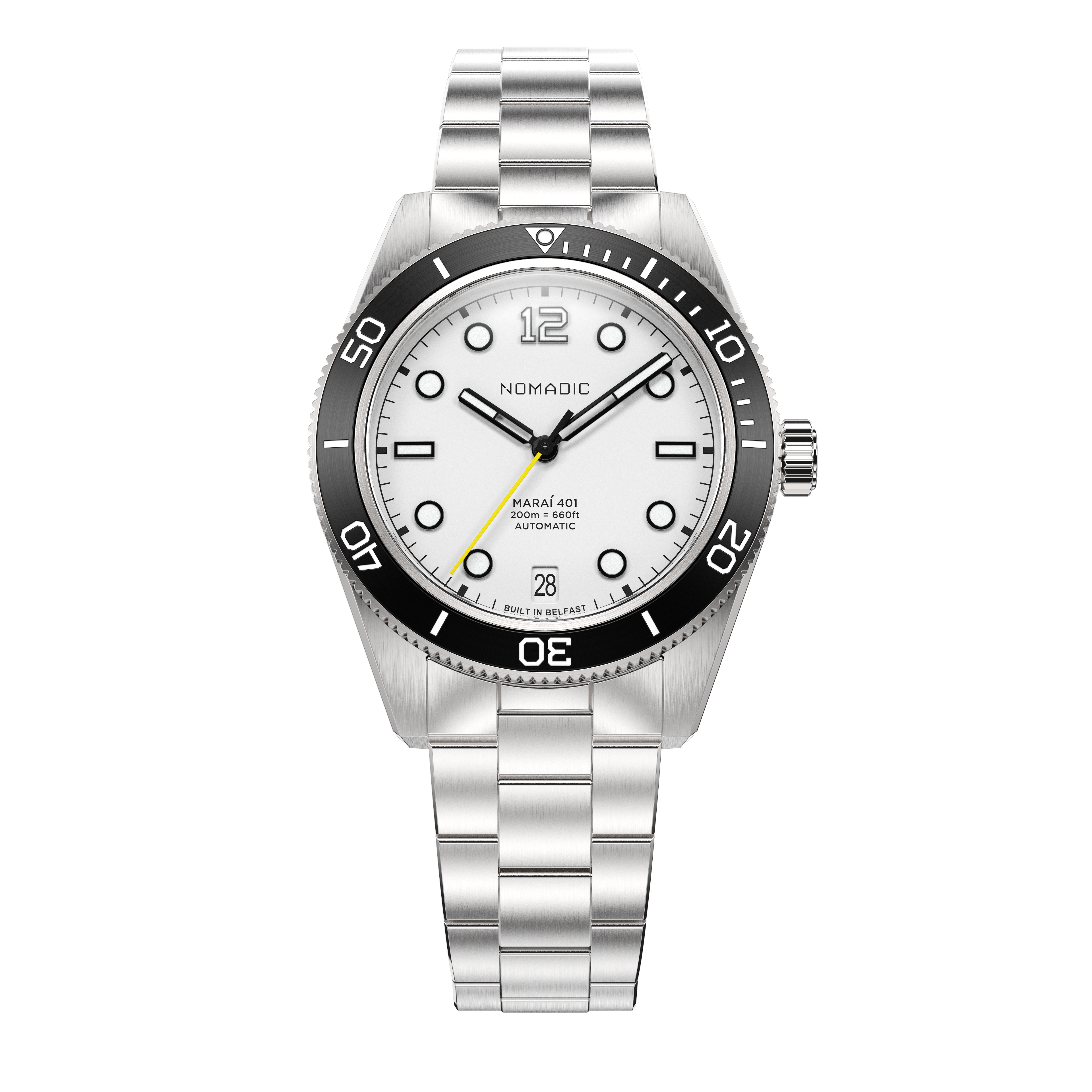 Navigator White - Maraí 401 Compact - 36mm Dive Watch (2026 Edition)