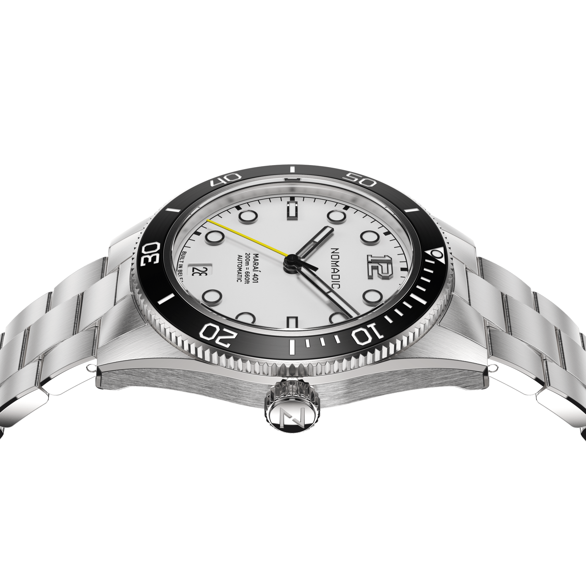 Navigator White - Maraí 401 Compact - 36mm Dive Watch (2026 Edition)