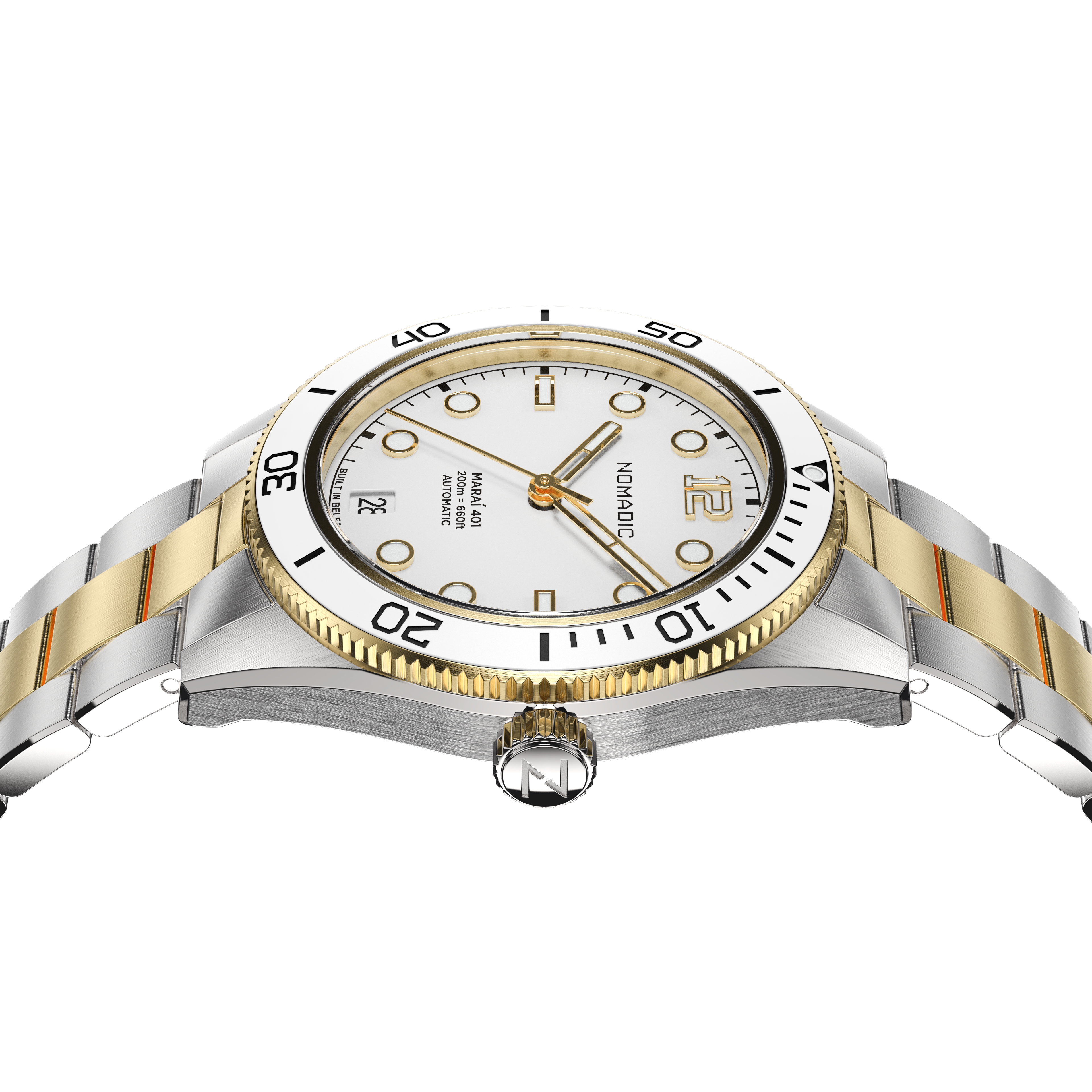 White & Gold - Maraí 401 Prestige Compact - 36mm 18K Gold Dive Watch (2026 Edition)