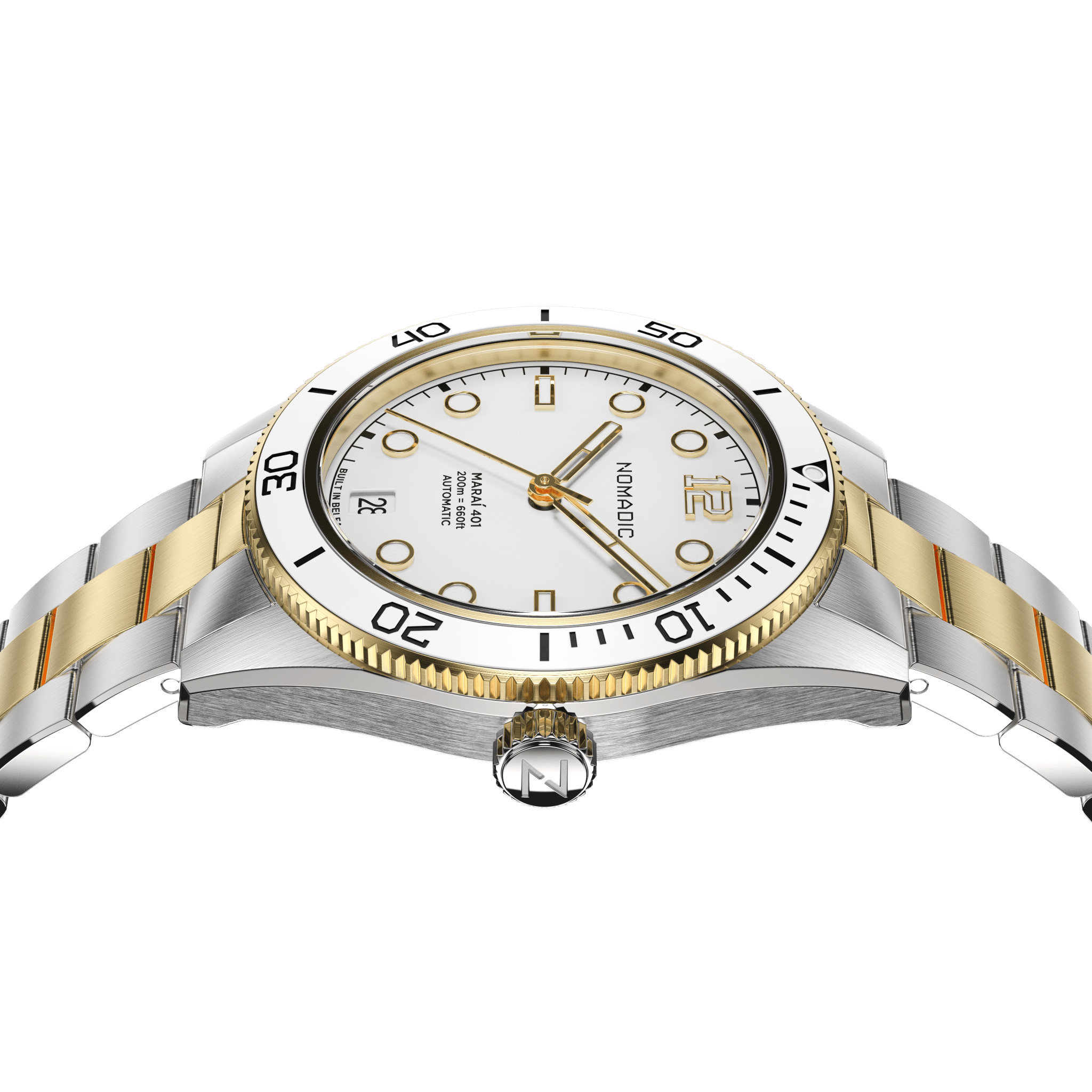 White & Gold - Maraí 401 Prestige Compact - 36mm 18K Gold Dive Watch (2026 Edition)