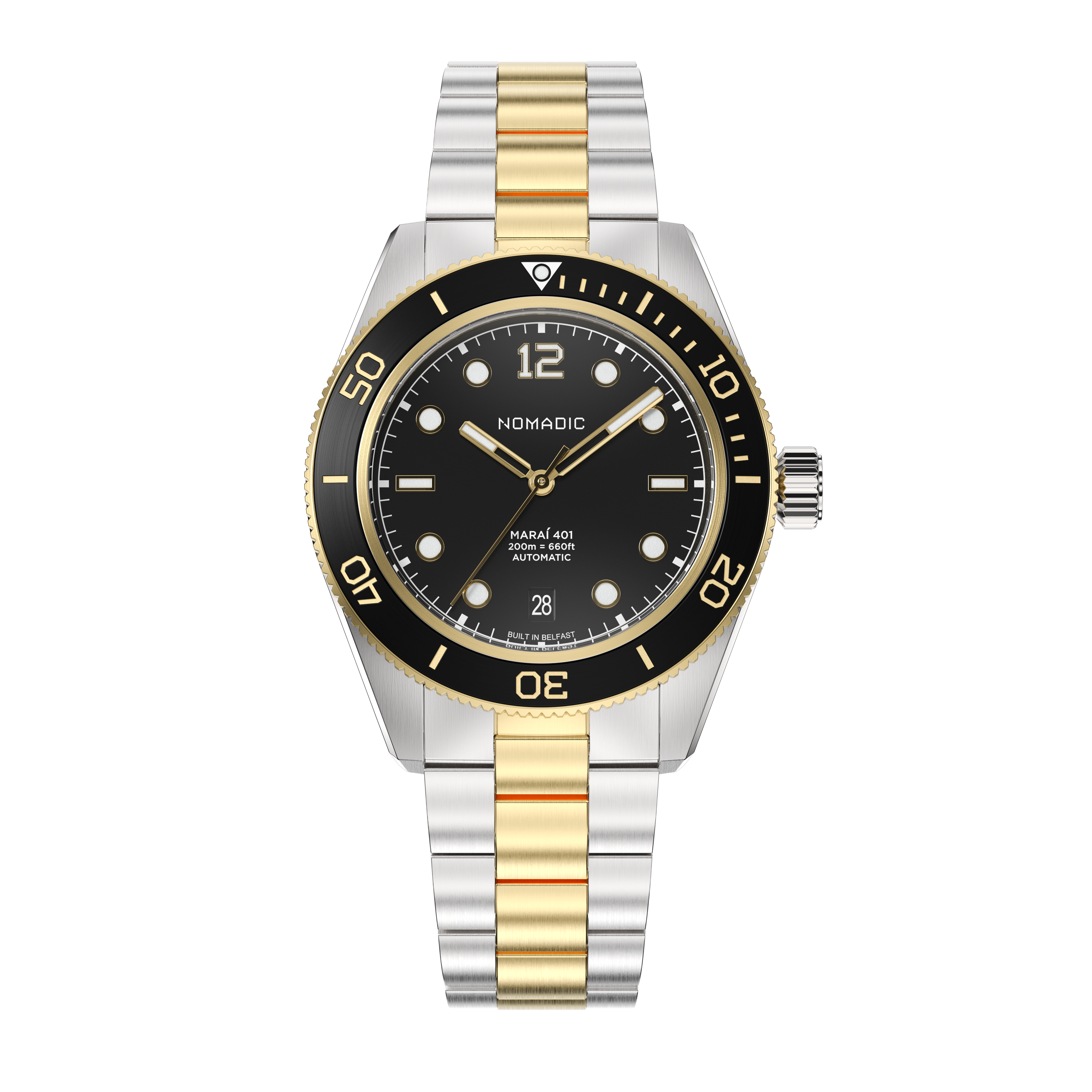 Classic Black and Gold - Maraí 401 Prestige - 40mm 18K Gold Dive Watch (2026 Edition)