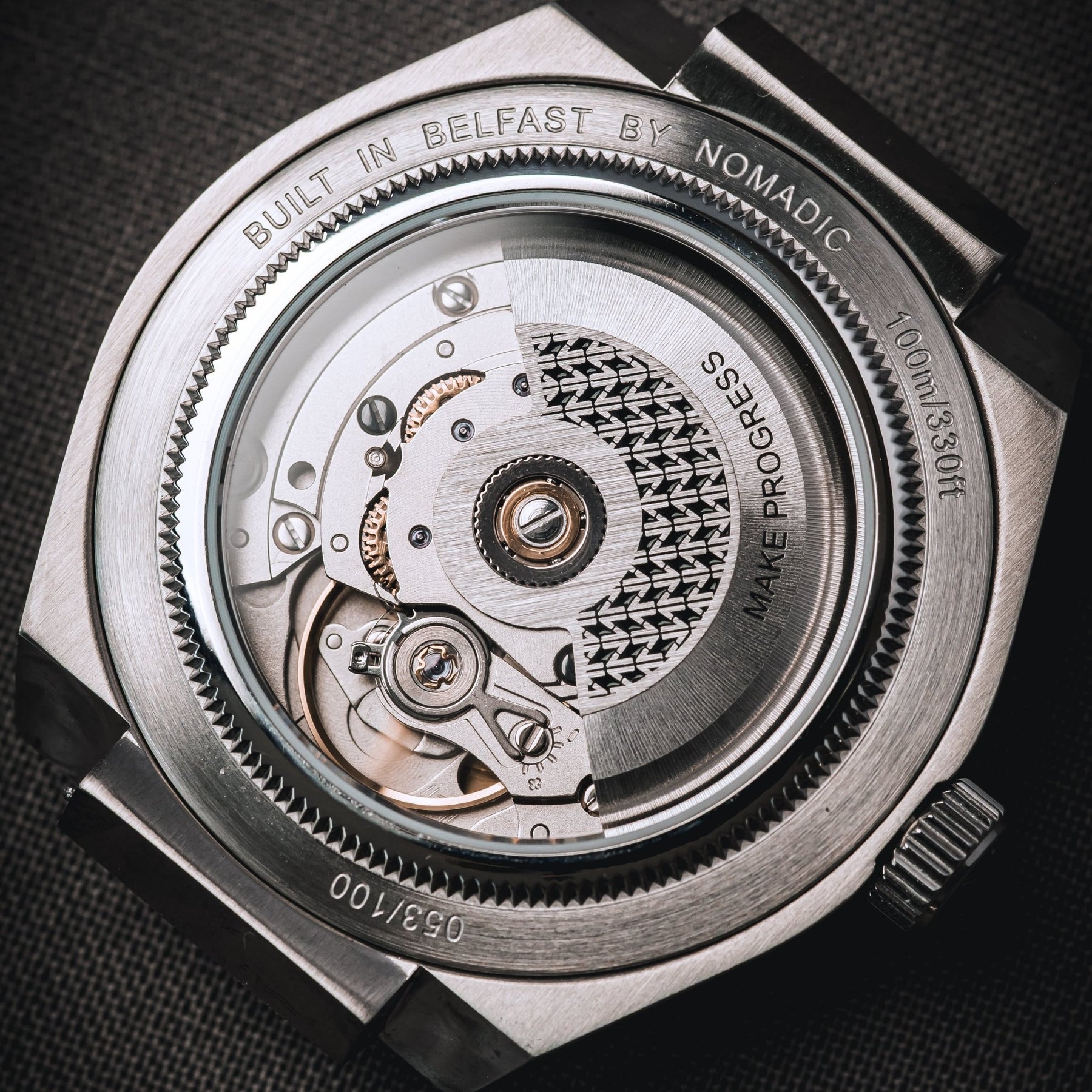 Cíor 928 - Luxury Sports Watch (36mm) - Black and Rose Gold with Diamonds