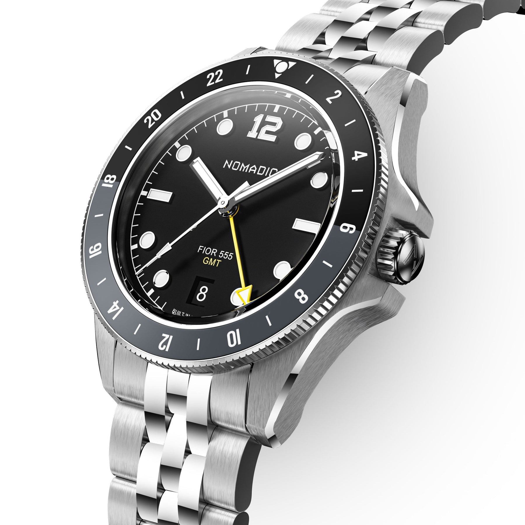 Fíor 555 - GMT Watch (41mm) - Pitch Black and Grey