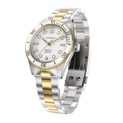 White & Gold - Maraí 401 Prestige Compact - 36mm 18K Gold Dive Watch (2026 Edition)