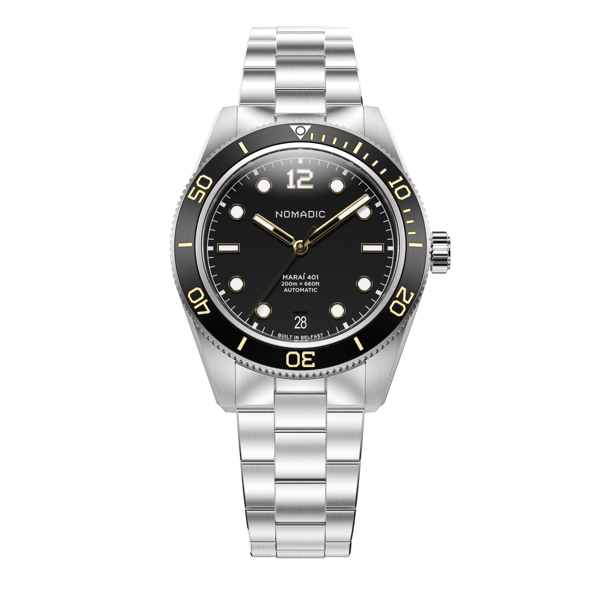 Classic Black and Gold - Maraí 401 Compact - 36mm Dive Watch (2026 Edition)