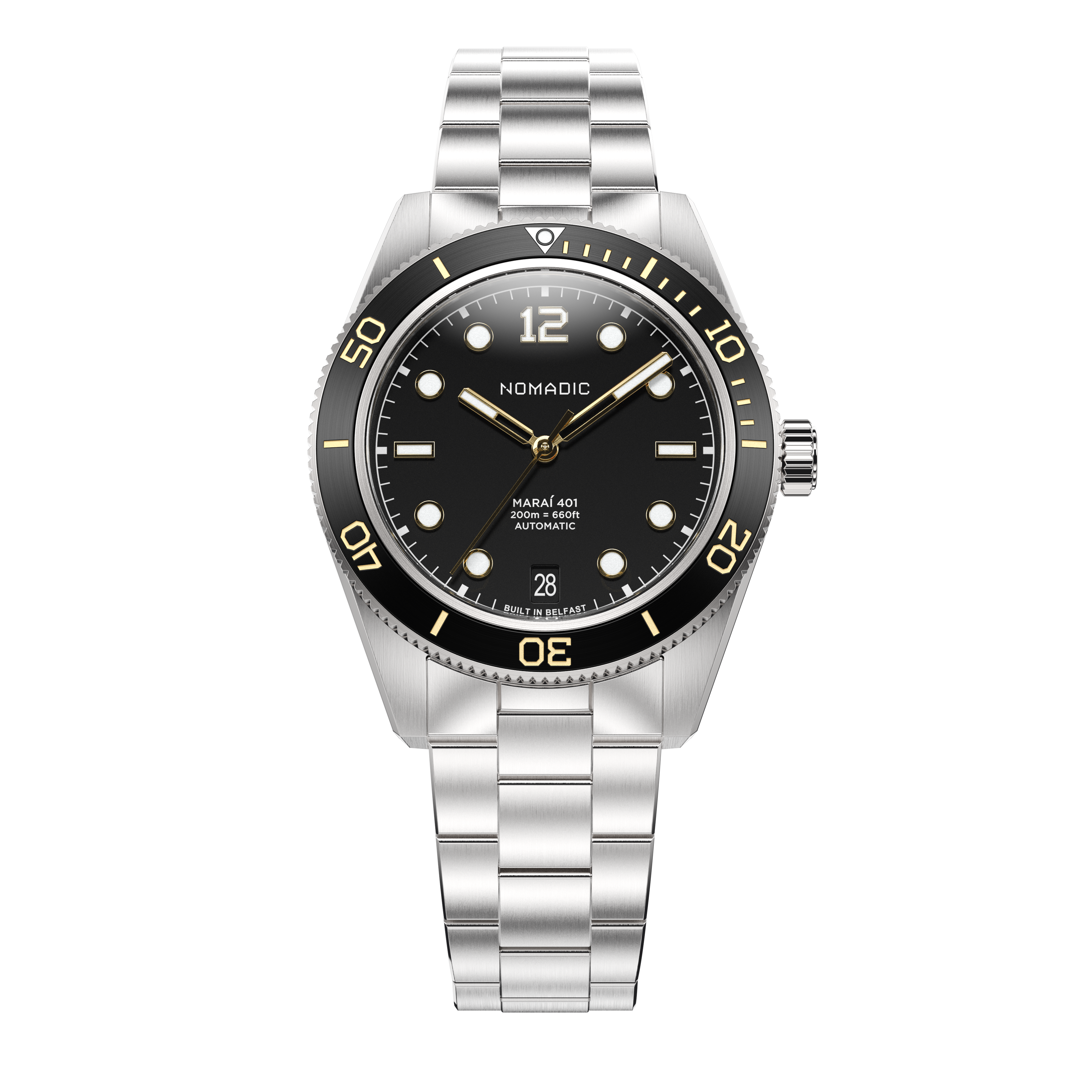 Classic Black and Gold - Maraí 401 Compact - 36mm Dive Watch (2026 Edition)