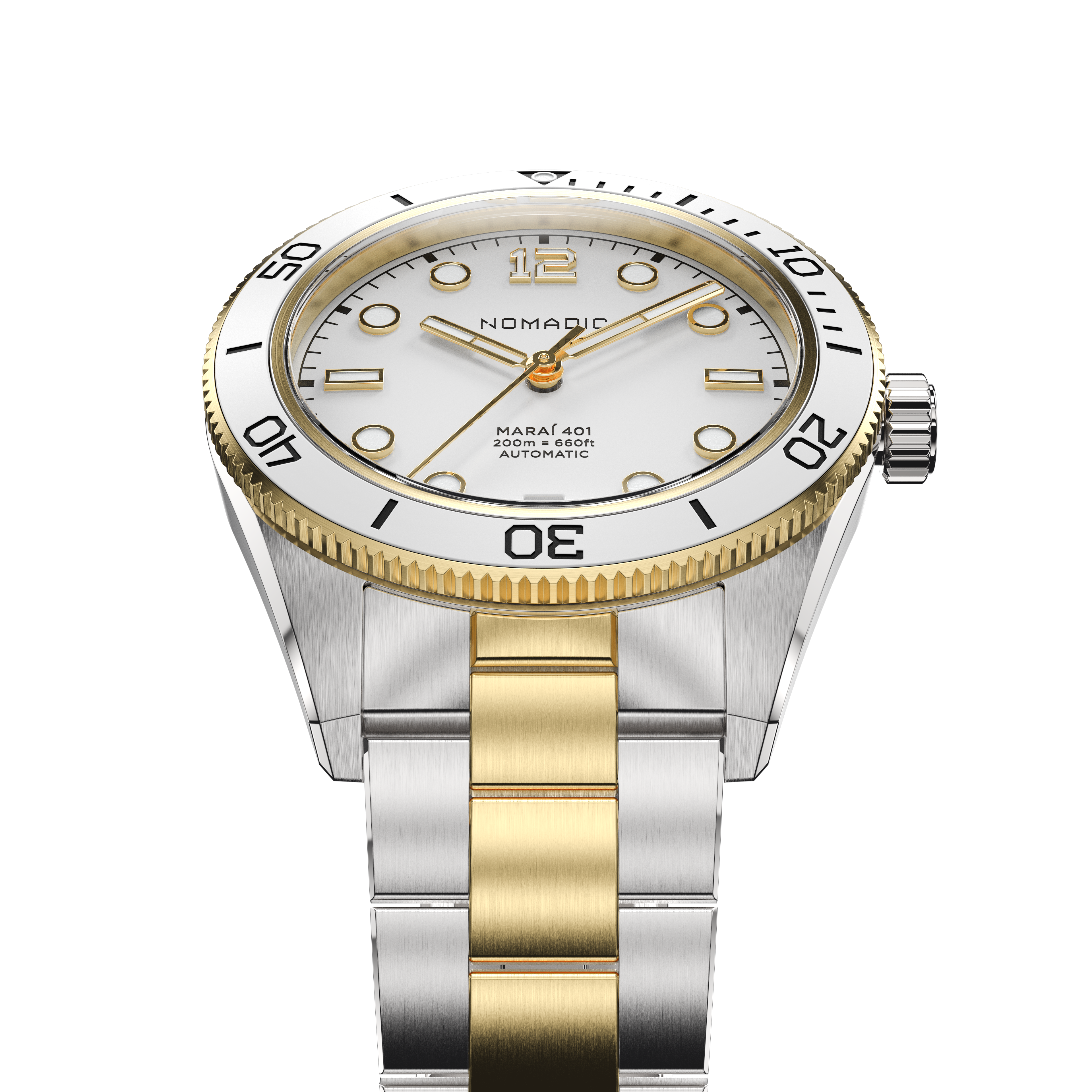 White & Gold - Maraí 401 Prestige Compact - 36mm 18K Gold Dive Watch (2026 Edition)