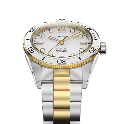 White & Gold - Maraí 401 Prestige Compact - 36mm 18K Gold Dive Watch (2026 Edition)