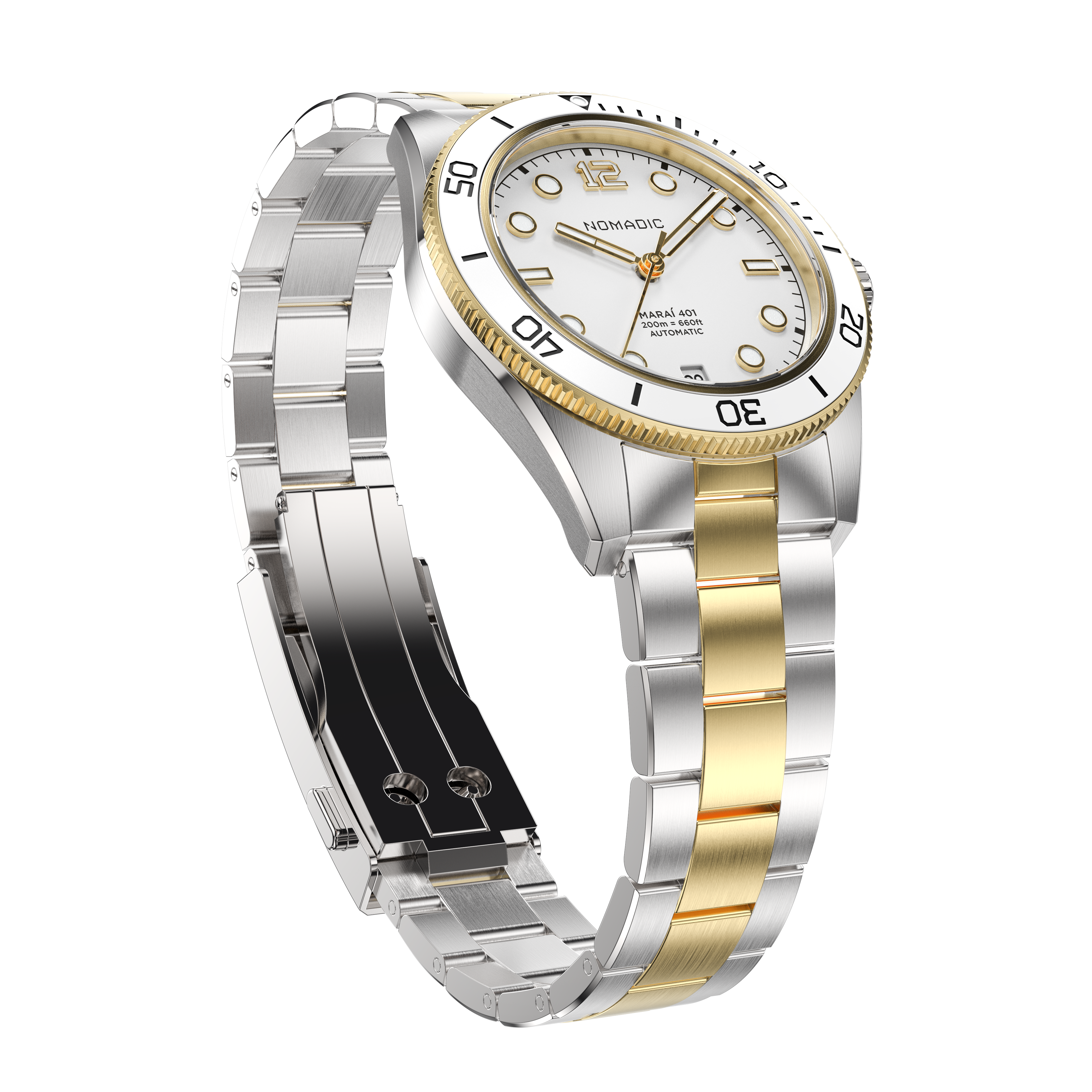 White & Gold - Maraí 401 Prestige Compact - 36mm 18K Gold Dive Watch (2026 Edition)
