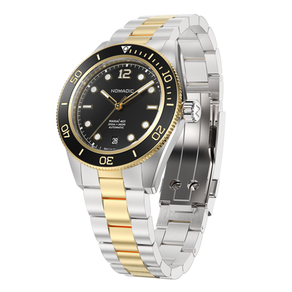 Classic Black and Gold - Maraí 401 Prestige - 40mm 18K Gold Dive Watch (2026 Edition)