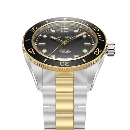 Classic Black and Gold - Maraí 401 Prestige - 40mm 18K Gold Dive Watch (2026 Edition)