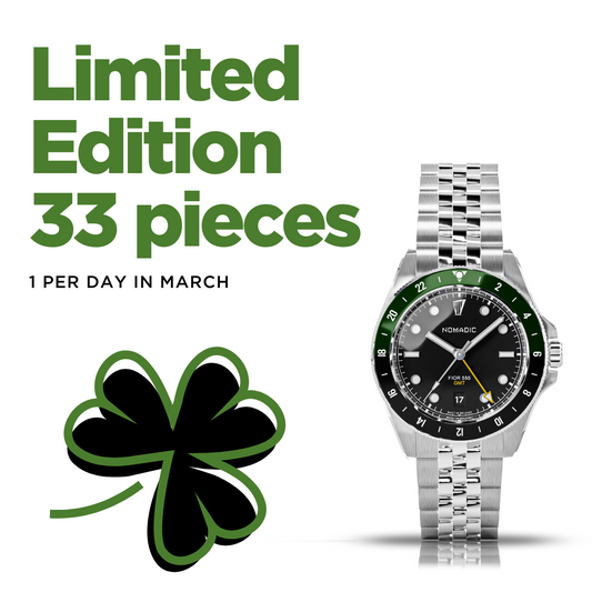 Black Shamrock - Ltd Edtn St. Patricks Day 2025 - Fíor 555 - GMT Watch (41mm)