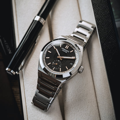 Cíor 928 - Luxury Sports Watch (36mm) - Black and Rose Gold with Diamonds