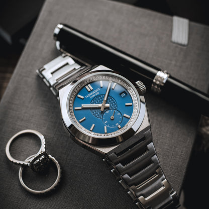 Cíor 928 - Ocean Blue with diamonds - Luxury Sports Watch (36mm)