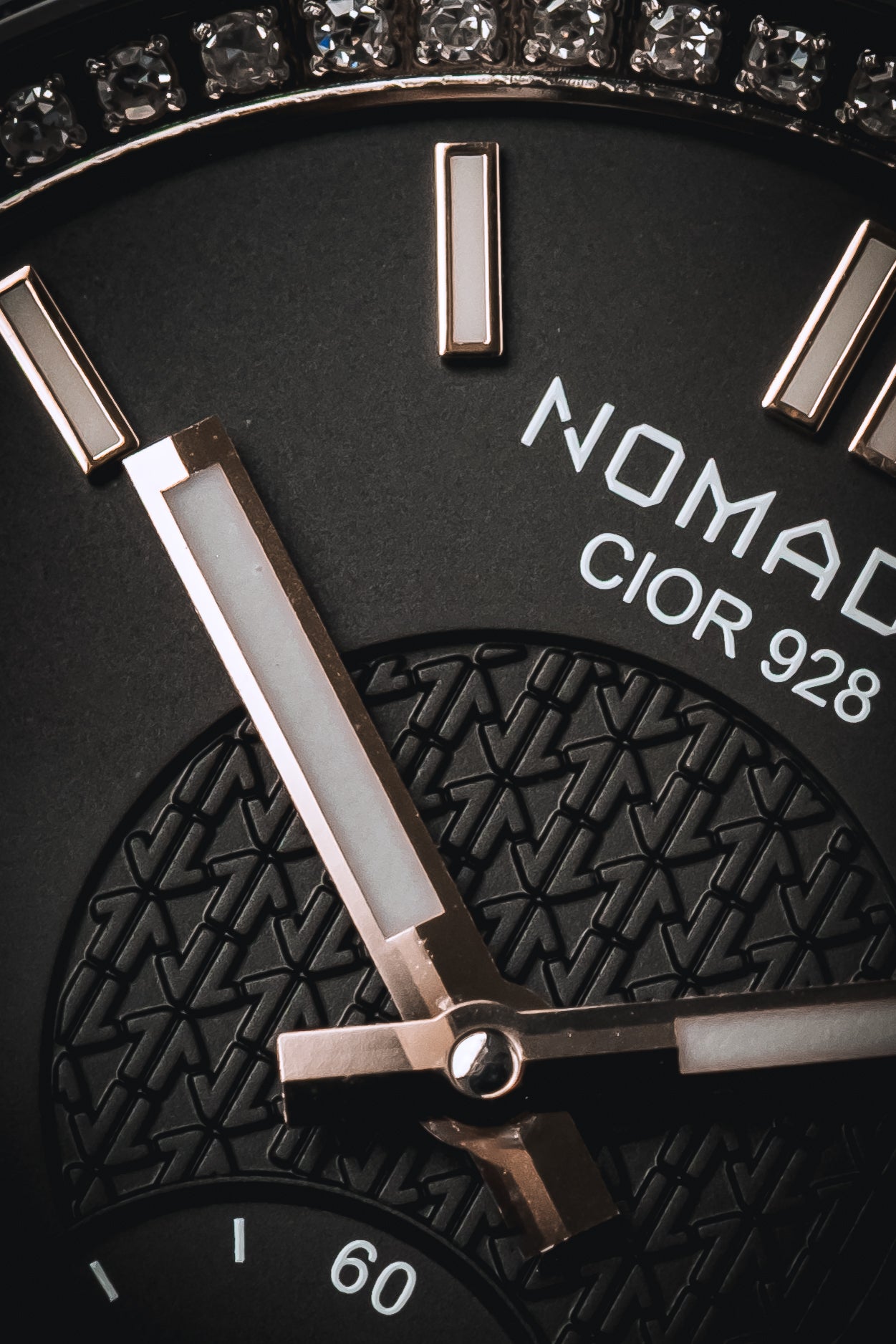 Cíor 928 - Luxury Sports Watch (36mm) - Black and Rose Gold with Diamonds