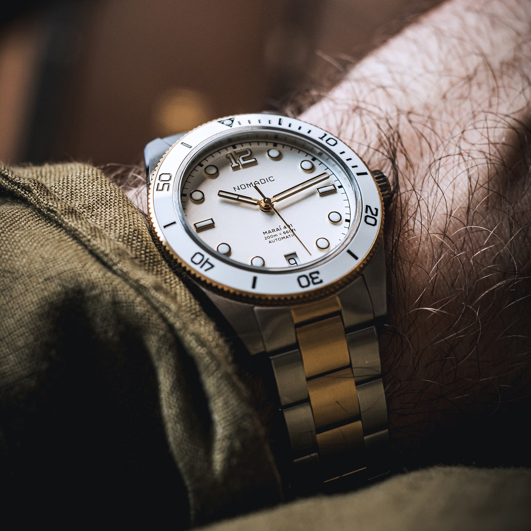 White & Gold - Maraí 401 Prestige Compact - 36mm 18K Gold Dive Watch (2026 Edition)