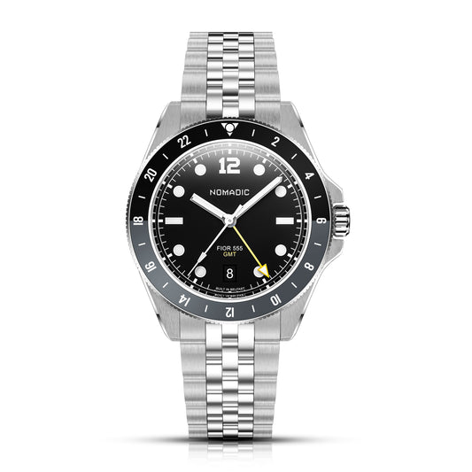 Fíor 555 - GMT Watch (41mm) - Pitch Black and Grey (1st Edtn)