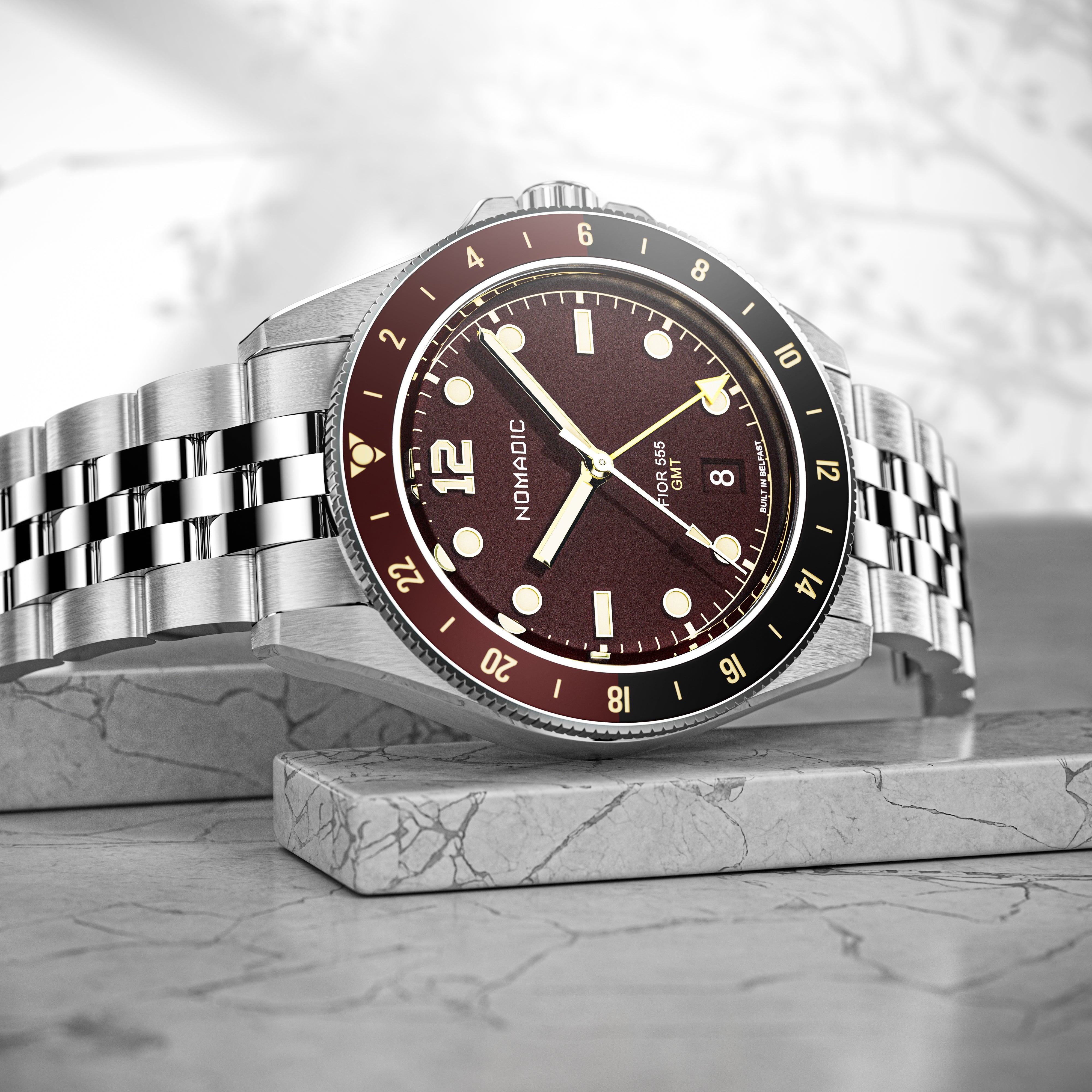 Fíor 555 - GMT Watch (41mm) - Crimson Dawn (1st Edtn)