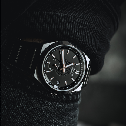 Cíor 928 - Luxury Sports Watch (36mm) - Black and Rose Gold with Diamonds