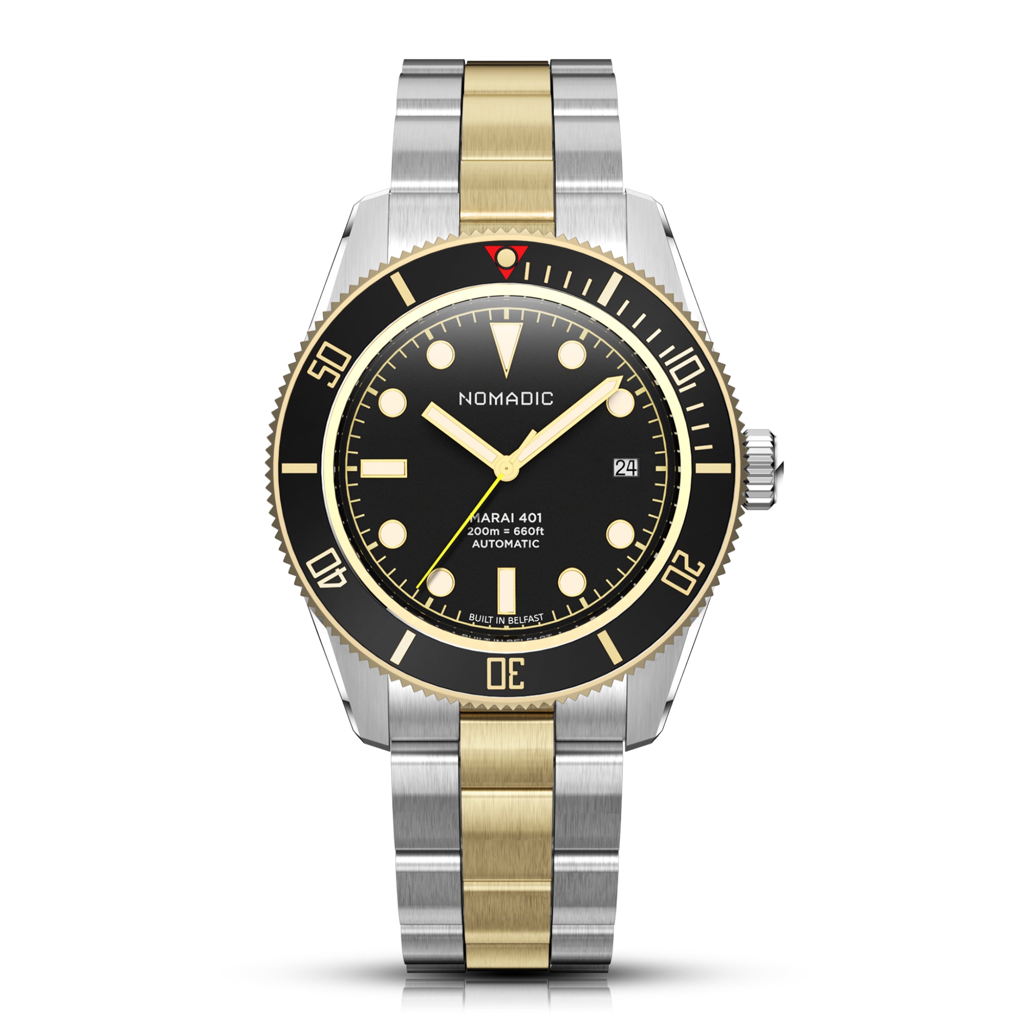 Classic Black and Gold - Maraí 401 Prestige - 18K Gold Dive Watch