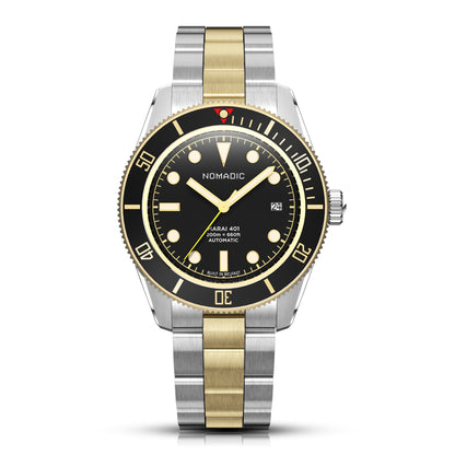 Classic Black and Gold - Maraí 401 Prestige - 18K Gold Dive Watch