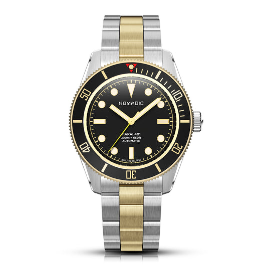 Classic Black and Gold - Maraí 401 Prestige - 18K Gold Dive Watch