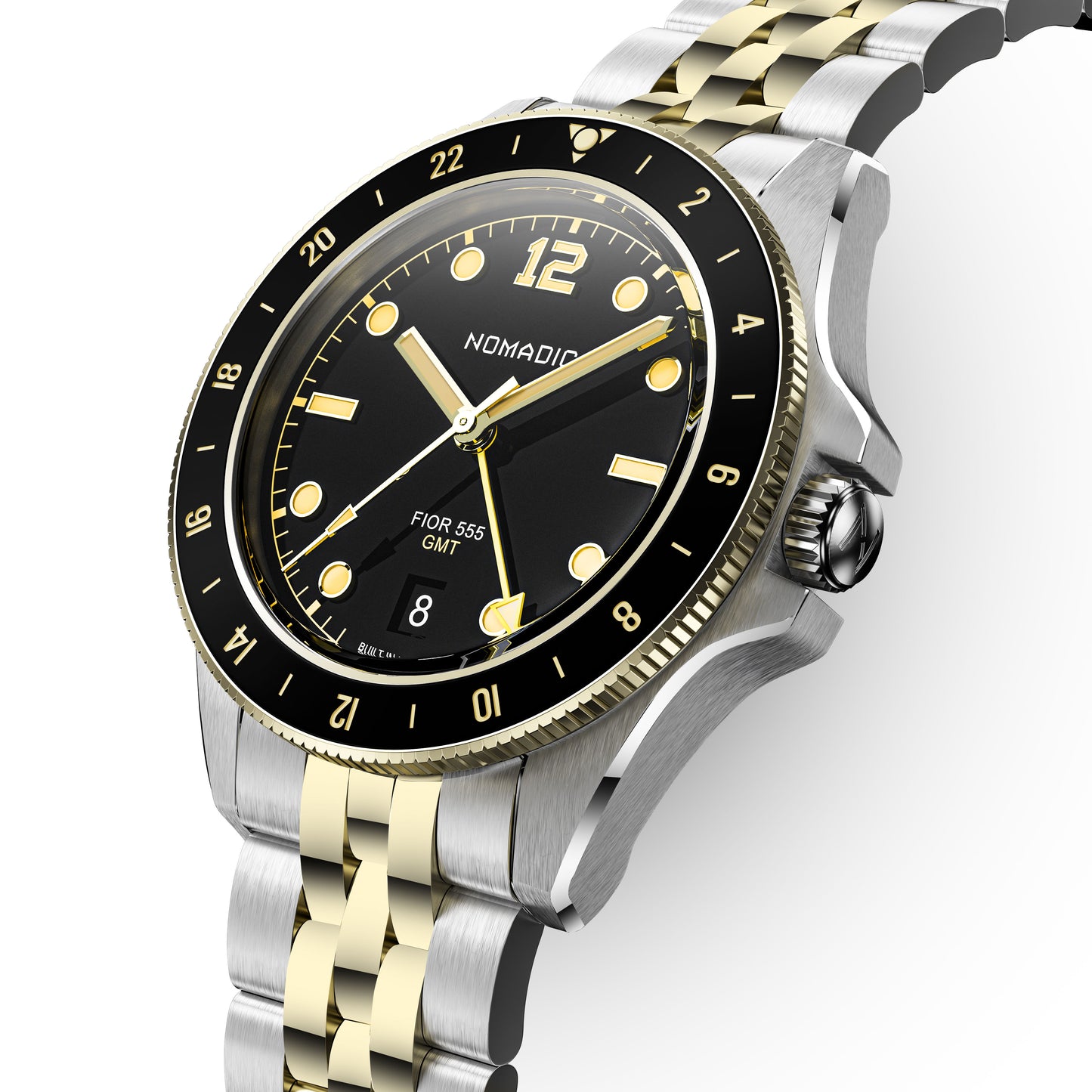 Fíor 555 Prestige - 18k Gold (PVD) GMT Watch (41mm) - Classic Black and Gold (1st Edtn)